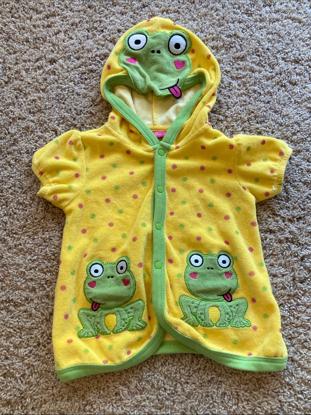 Kids Yellow Frog Hooded Swim Coverup
